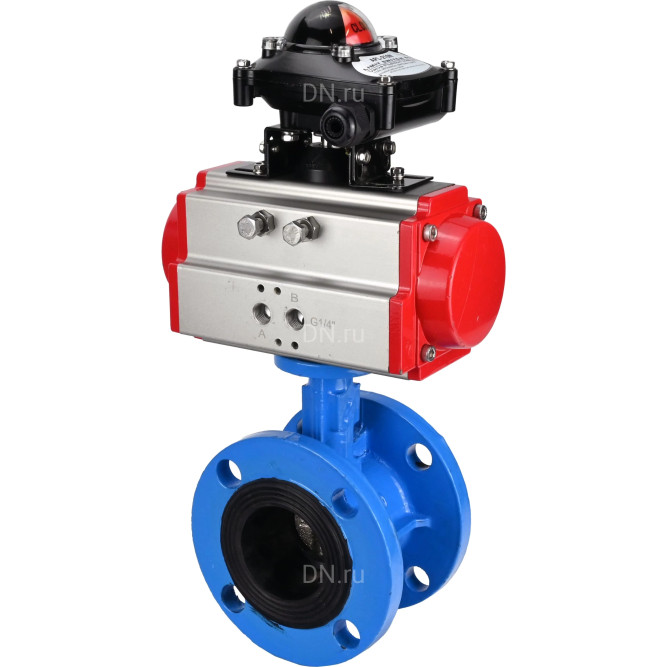 Затвор дисковый поворотный WBV1313E-2W-F-H Ду150 Ру16 фланцевый, корпус - чугун GGG40, диск - чугун GGG40, уплотнение - EPDM, с пневмоприводом PA-DA-130 и БКВ APL-210N в Алматы