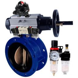 Затвор дисковый поворотный WBV1331E-2W-F-H Ду50 Ру16, фланцевый, корпус - чугун GGG40, диск - нержавеющая сталь 304, уплотнение - EPDM, с пневмоприводом PA-DA-105-1, с пневмораспределителем 4V320-10 AC220V, БКВ APL-410N Ex, БПВ AFC2000