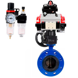 Затвор дисковый поворотный WBV1331E-2W-F-H Ду125 Ру16, корпус - чугун GGG40, диск - нерж. сталь 304, EPDM, с пневмоприводом PA-DA-130, пневмораспределителем 4M320-08 AC220V, ручным дублером MON3-700-T38-ISO, БКВ APL-410N EX и БПВ AFC2000