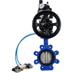 Затвор дисковый поворотный WBV1631E-2W-Fb-H Ду150 Ру16 LUG корпус - чугун QT450, диск - нержавеющая сталь 304, уплотнение - EPDM, с пневмоприводом PA-DA-105-1, пневмораспределителем 4V320-08 AC220V, БКВ APL-410N EX и БПВ AFC2000