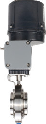 Затвор дисковый поворотный WBV3131E-2W-C-H Ду15 Ру10 кламповый, корпус - пищевая нержавеющая сталь AISI 304, диск - нержавеющая сталь AISI 304, уплотнение - EPDM, с электроприводом четвертьоборотным QTSA-N-003EM-O0-220VAC с пружинным возвратом