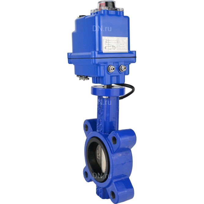 Затвор дисковый поворотный WBV1616E-2W-Fb-H Ду50 Ру16 LUG межфланцевый, корпус - чугун QT450, диск - чугун QT450, уплотнение - EPDM, с электроприводом QT-N-003EM-O1-12VDC-У1 blue 12В в Алматы