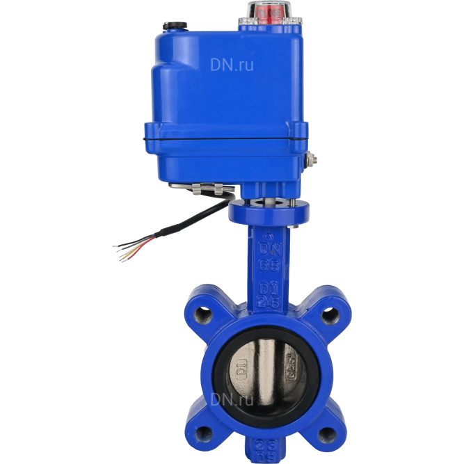 Затвор дисковый поворотный WBV1616E-2W-Fb-H Ду50 Ру16 LUG межфланцевый, корпус - чугун QT450, диск - чугун QT450, уплотнение - EPDM, с электроприводом QT-N-003EM-O1-12VDC-У1 blue 12В в Алматы