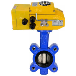 Затвор дисковый поворотный WBV1631N-2W-Fb-H Ду65 Ру16 LUG межфланцевый, корпус - чугун QT450, диск - нержавеющая сталь AISI 304, уплотнение - NBR, с электроприводом QT-N-005EM-O1-220VAC-У1