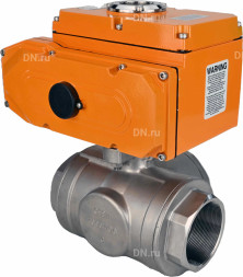 Кран шаровой BV3232P(4pc)-SP-3WL-T-ISO-H Ду65 Ру40 стандартнопроходной L-тип, трехходовой, нержавеющая сталь SS316, внутренняя резьба, уплотнение - PTFE, с эл. приводом E34-N-010EM-O1-220VAC-У1