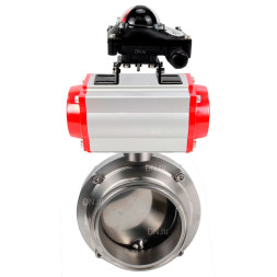 Затвор дисковый поворотный кламповый WBV3131E-2W-C-H Ду25 Ру10 корпус - пищевая нержавеющая сталь 304, уплотнение – EPDM, с пневмоприводом PA-DA-065 и БКВ APL-210N