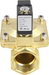 Клапан электромагнитный VS400-NT-NC-220VAC 1 1/2″ Ду40 Ру16, соленоидный двухходовой, корпус - латунь, уплотнение - NBR, резьбовой, нормально-закрытый, пилотный, катушка - 220В
