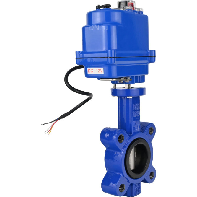 Затвор дисковый поворотный WBV1631N-2W-Fb-H Ду50 Ру16 LUG межфланцевый, корпус - чугун QT450, диск - нержавеющая сталь AISI 304, уплотнение - NBR, с электроприводом QT-N-003EM-O1-12VDC-У1 blue 12В в Алматы