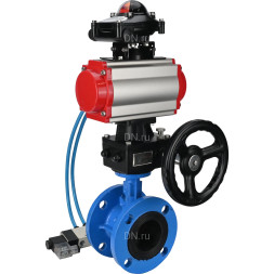 Затвор дисковый поворотный WBV1313E-2W-F-H Ду125 Ру16 фланцевый чугун GGG40, диск - чугун GGG40, EPDM, с пневмоприводом PA-DA-130, пневмораспределителем 4V320-10 AC220V, БКВ APL-210N и ручным дублером MON1-250-T26-ISO