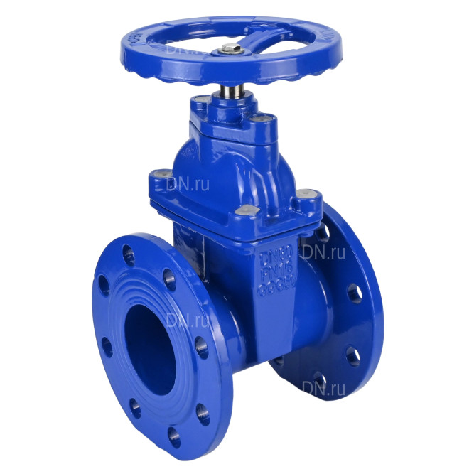 Задвижка клиновая 30ч39р (аналог МЗВ) GVWN1414E-2W-F-S blue Ду50 Ру10/16 фланцевая, корпус - чугун GGG50, уплотнение - EPDM, со штурвалом и невыдвижным штоком, цвет - синий в Алматы