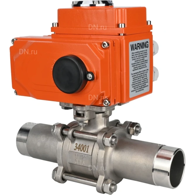 Кран шаровой BV3131P(3pc)-FP-W-ISO-H LONG Ду125 Ру16 полнопроходной, под приварку, корпус - нержавеющая сталь SS304, уплотнение - PTFE, с 1/4-оборотным электроприводом QT-N-030EM-O1-220VAC-У1 220В HARK в Алматы