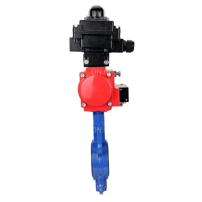 Затвор дисковый поворотный WBV1413E-2W-Fb-H Ду150 Ру16, корпус - чугун GGG50, диск - чугун GGG40, уплотнение - EPDM, с пневмоприводом PA-DA-105 двойного действия, пневмораспределителем 4M310-08 DC24V, БКВ APL-410N EX в Алматы