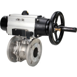 Кран шаровой BV3232P(2pc)-FP-F-ISO-H Ду100 Ру16, полнопроходной фланцевый, нержавеющая сталь SS316, уплотнение - PTFE, с пневмоприводом PA-DA-105-1 двойного действия, с пневмораспределителем 4M310-08 DC24V