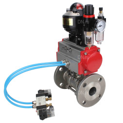 Кран шаровой BV3131P(3pc)-FP-F-ISO-H Ду20 Ру40 фланцевый, полнопроходной, трехсоставной, корпус - нерж. сталь SS304, уплотнение - PTFE, с пн.приводом PA-DA-052 пн.распределителем 4V320-10 AC220V БПВ AFC2000 БКВ APL-510N-EX