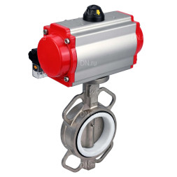 Затвор дисковый поворотный WBV3232P-2W-Fb-H Ду80 Ру16, корпус - нержавеющая сталь 316L, диск - нержавеющая сталь 316L, уплотнение - PTFE, с пневмоприводом PA-DA-083 двойного действия, с пневмораспределителем 4V320-08 AC220V
