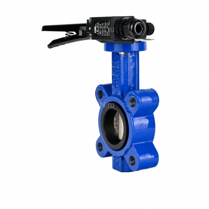 Затвор дисковый поворотный WBV1616N-2W-Fb-H Ду65 Ру16 LUG межфланцевый, корпус - чугун QT450, диск - чугун QT450, уплотнение - NBR, с рукояткой и двумя концевыми датчиками LS-103 250В в Алматы