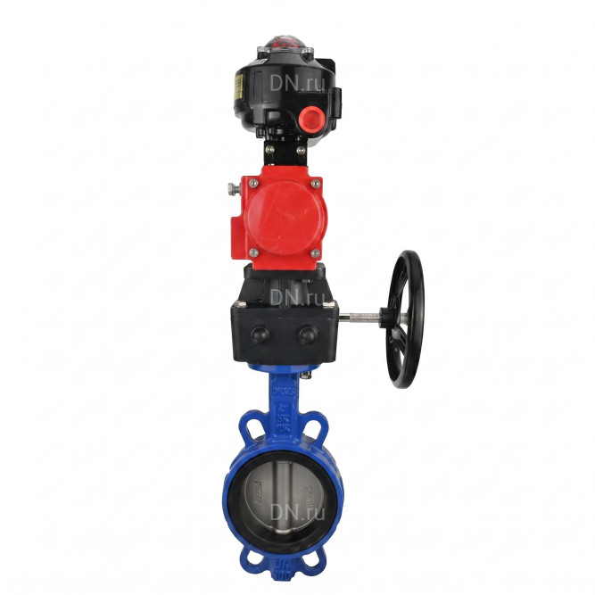 Затвор дисковый поворотный WBV1132N-2W-Fb-H Ду125 Ру16, корпус - чугун GG25, диск - нержавеющая сталь 316L, уплотнение - NBR, с пневмоприводом PA-DA-105 двойного действия, с БКВ APL-510N EX, с ручным дублером MON3-700-T38-ISO в Алматы