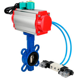 Затвор дисковый поворотный WBV1413E-2W-Fb-H Ду40 Ру16 корпус - чугун GGG50, диск - чугун GGG40, уплотнение - EPDM, 9х9, F05, с пневмоприводом PA-DA-052, пневмораспределителем 4V320-08 AC220V и магнитным переключателем ALS200D
