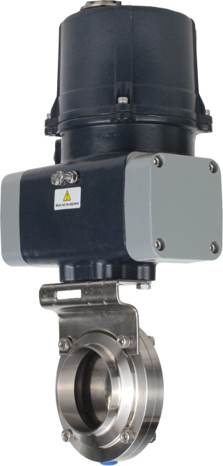 Затвор дисковый поворотный WBV3131E-2W-C-H Ду40 Ру10 кламповый, корпус - пищевая нержавеющая сталь AISI 304, диск - нержавеющая сталь AISI 304, уплотнение - EPDM, с электроприводом четвертьоборотным QTSA-N-003EM-O0-220VAC с пружинным возвратом в Алматы
