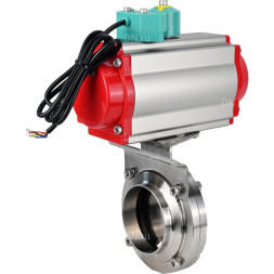 Затвор дисковый поворотный WBV3131S-2W-W-H Ду50 Ру10 под приварку, пищевая нержавеющая сталь 304, уплотнение - Silicon, с пневмоприводом PA-DA-052 и магнитным переключателем ALS200D