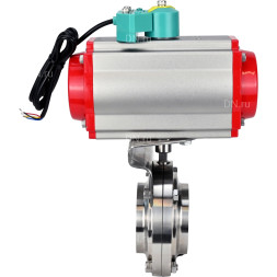 Затвор дисковый поворотный WBV3131S-2W-W-H Ду50 Ру10 под приварку, пищевая нержавеющая сталь 304, уплотнение - Silicon, с пневмоприводом PA-DA-052 и магнитным переключателем ALS200D
