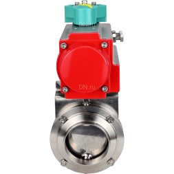 Затвор дисковый поворотный WBV3131S-2W-W-H Ду50 Ру10 под приварку, пищевая нержавеющая сталь 304, уплотнение - Silicon, с пневмоприводом PA-DA-052 и магнитным переключателем ALS200D