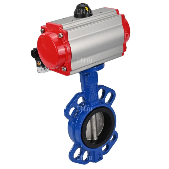 Затвор дисковый поворотный WBV1413E-2W-Fb-H Ду125 Ру16, корпус - чугун GGG50, диск - чугун GGG40, уплотнение - EPDM, с пневмоприводом PA-DA-105 и пневмораспределителем 4M310-08 AC220V в Алматы