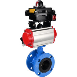 Затвор дисковый поворотный WBV1313E-2W-F-H Ду50 Ру16 фланцевый, корпус - чугун GGG40, диск - чугун GGG40, уплотнение - EPDM, с пневмоприводом PA-DA-105, пневмораспределителем 4M310-08 AC220V и БКВ APL-410N EX