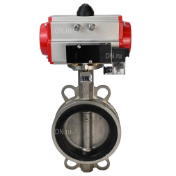 Затвор дисковый поворотный WBV3232N-2W-Fb-H Ду150 Ру16, корпус - нержавеющая сталь 316L, диск - нержавеющая сталь 316L, уплотнение - NBR, с пневмоприводом PA-SA-130 и пневмораспределителем 4M310-08 AC220V