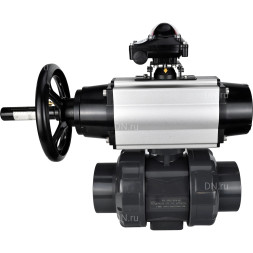 Кран шаровой BV4242E-FP-GRM-ISO Дн40 Ру10 полнопроходной, корпус - НПВХ, шар - НПВХ, уплотнение - EPDM, с пневмоприводом PA-DA-105-1 и БКВ APL-210N
