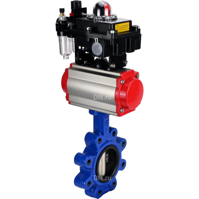 Затвор дисковый поворотный WBV1616E-2W-Fb-H Ду80 Ру16 LUG корпус - чугун QT450, диск - чугун QT450, уплотнение - EPDM, с пневмоприводом PA-SA-105, пневмораспределителем 4M310-08 DC24V, БКВ APL-410N EX и БПВ AFC2000 в Алматы