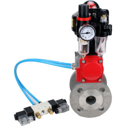 Кран шаровой BV3232P(2pc)-FP-F-ISO-H Ду150 Ру16, 27х27, фланцевый, полнопроходной, двухсоставной, корпус - нерж. сталь SS316, уплотнение - PTFE, с пн.приводом PA-SA-210 пн.распределителем 4V320-08 AC220V БПВ AFC2000 БКВ APL-510N-EX