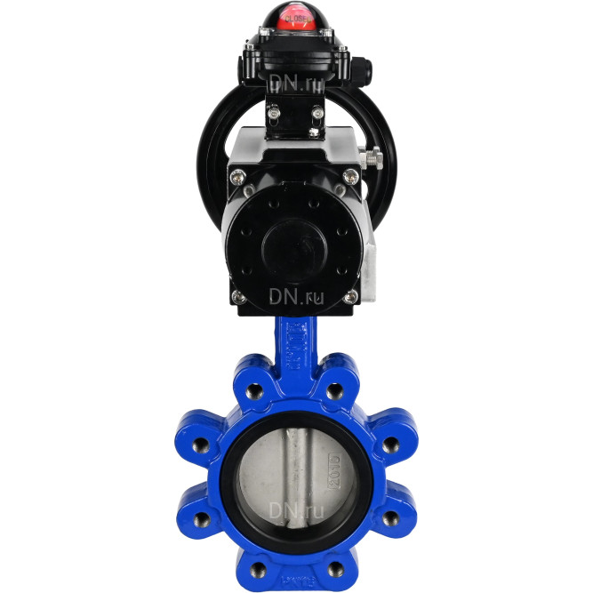 Затвор дисковый поворотный WBV1631E-2W-Fb-H Ду125 Ру16 LUG корпус - чугун QT450, диск - нержавеющая сталь 304, уплотнение - EPDM, с пневмоприводом PA-DA-105-1 и БКВ APL-210N в Алматы