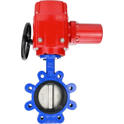 Затвор дисковый поворотный WBV1616E-2W-Fb-H Ду125 Ру16 LUG межфланцевый, корпус - чугун QT450, диск - чугун QT450, уплотнение - EPDM, с электроприводом QT-EX-015M-O2-220VAC-У1 с моментной муфтой и штурвалом