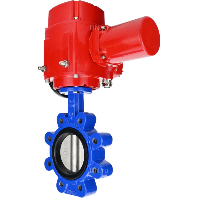 Затвор дисковый поворотный WBV1616E-2W-Fb-H Ду125 Ру16 LUG межфланцевый, корпус - чугун QT450, диск - чугун QT450, уплотнение - EPDM, с электроприводом QT-EX-015M-O2-220VAC-У1 с моментной муфтой и штурвалом в Алматы