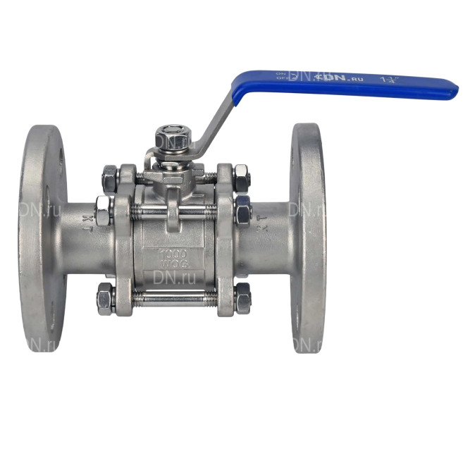 Кран шаровой BV3232P(3pc)-FP-F-H Ду25 Ру40, полнопроходной, трехсоставной, нержавеющая сталь 316, уплотнение - PTFE, фланцевый с рукояткой 11х11 в Алматы