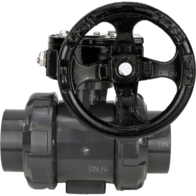 Кран шаровой BV4242E-FP-GRM-ISO Дн100 Ру10 полнопроходной, корпус - НПВХ, шар - НПВХ, уплотнение - EPDM, с редуктором RDN RQN3-150Z-T24 в Алматы