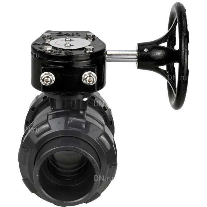 Кран шаровой BV4242E-FP-GRM-ISO Дн100 Ру10 полнопроходной, корпус - НПВХ, шар - НПВХ, уплотнение - EPDM, с редуктором RDN RQN3-150Z-T24 в Алматы