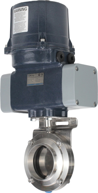 Затвор дисковый поворотный WBV3131E-2W-C-H Ду65 Ру10 кламповый, корпус - пищевая нержавеющая сталь AISI 304, диск - нержавеющая сталь AISI 304, уплотнение - EPDM, с электроприводом четвертьоборотным QTSA-N-003EM-O0-220VAC с пружинным возвратом в Алматы