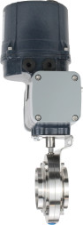 Затвор дисковый поворотный WBV3131E-2W-C-H Ду65 Ру10 кламповый, корпус - пищевая нержавеющая сталь AISI 304, диск - нержавеющая сталь AISI 304, уплотнение - EPDM, с электроприводом четвертьоборотным QTSA-N-003EM-O0-220VAC с пружинным возвратом