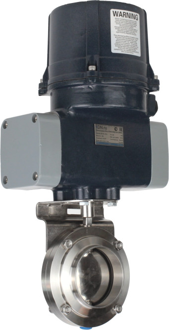Затвор дисковый поворотный WBV3131E-2W-C-H Ду65 Ру10 кламповый, корпус - пищевая нержавеющая сталь AISI 304, диск - нержавеющая сталь AISI 304, уплотнение - EPDM, с электроприводом четвертьоборотным QTSA-N-003EM-O0-220VAC с пружинным возвратом в Алматы