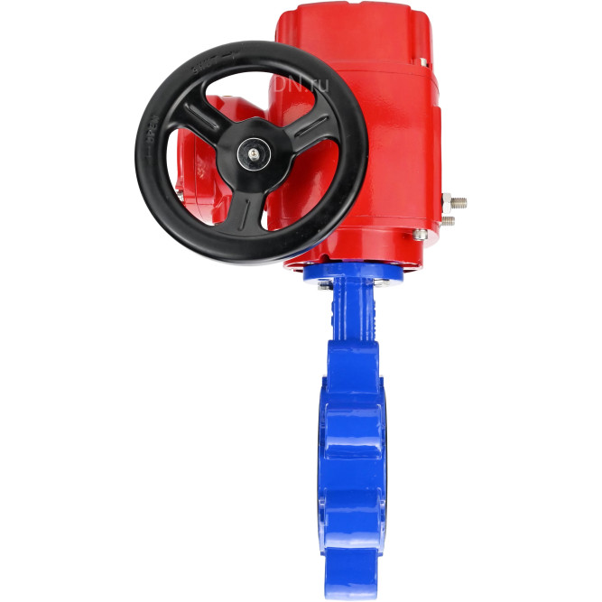 Затвор дисковый поворотный WBV1631N-2W-Fb-H Ду125 Ру16 LUG межфланцевый, корпус - чугун QT450, диск - нержавеющая сталь AISI 304, уплотнение - NBR, с электроприводом QT-EX-015M-O2-220VAC-У1 с моментной муфтой и штурвалом в Алматы