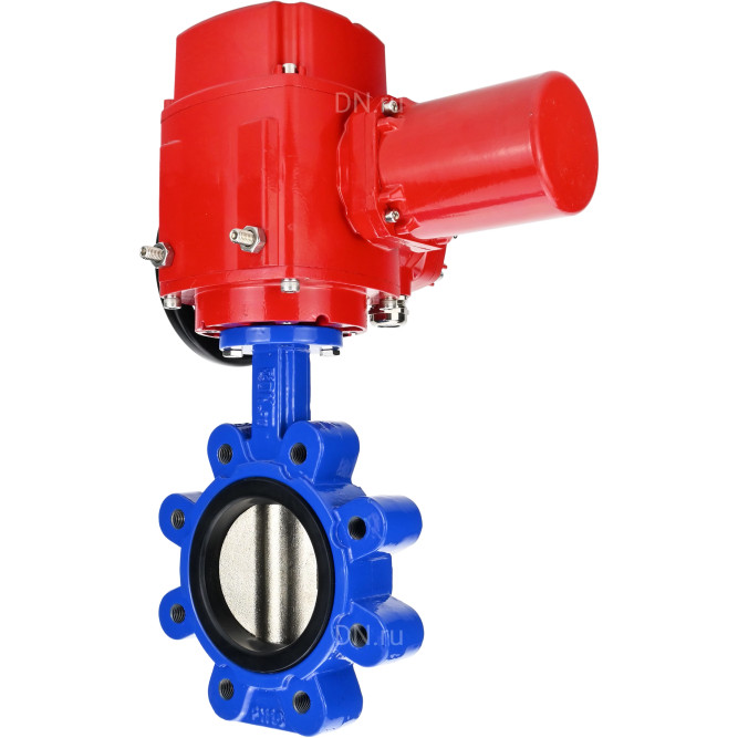 Затвор дисковый поворотный WBV1631N-2W-Fb-H Ду125 Ру16 LUG межфланцевый, корпус - чугун QT450, диск - нержавеющая сталь AISI 304, уплотнение - NBR, с электроприводом QT-EX-015M-O2-220VAC-У1 с моментной муфтой и штурвалом в Алматы