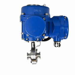 Затвор дисковый поворотный WBV3131S-2W-C-H Ду65 Ру10 кламповый, корпус - пищевая нержавеющая сталь 304, уплотнение - Silicon, с электроприводом QT-N-005M-O2-220VAC-У1 с моментной муфтой и штурвалом