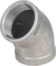 Отвод (полуотвод) ВР-ВР-316 3/4″ Ду20 Ру16 угол 45°, корпус - нержавеющая сталь 316, присоединение - внутренняя / внутренняя резьба