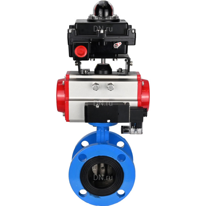 Затвор дисковый поворотный WBV1313E-2W-F-H Ду80 Ру16 фланцевый, корпус - чугун GGG40, диск - чугун GGG40, уплотнение - EPDM, с пневмоприводом PA-DA-105, пневмораспределителем 4M310-08 AC220V и БКВ APL-410N EX в Алматы