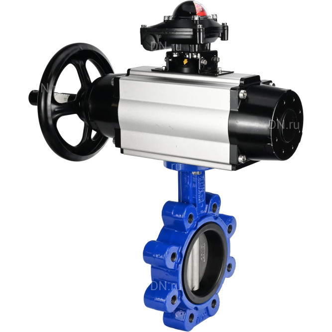 Затвор дисковый поворотный WBV1631N-2W-Fb-H Ду125 Ру16 LUG корпус - чугун QT450, диск - нержавеющая сталь 304, уплотнение - NBR, с пневмоприводом PA-DA-105-1 и БКВ APL-210N в Алматы