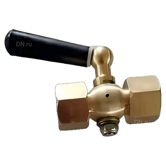 Кран запорный для манометра BVPG0000P-3WT-T-H ВР/ВР G1/2″-G1/2″ Ду15 Ру25 трехходовой, резьбовой, корпус - латунь HPb57-3, шар - латунь HPb57-3, уплотнение - PTFE, с рукояткой в Алматы