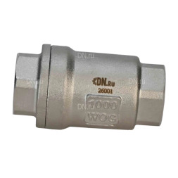 Клапан обратный VCS3232P-T 2″ Ду50 Ру63 резьбовой, пружинный, корпус - нержавеющая сталь 316, диск - нержавеющая сталь 316, уплотнение - металл