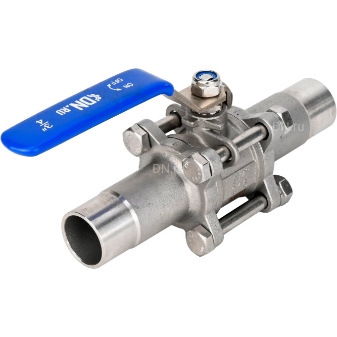 Кран шаровой BV3131P(3pc)-FP-W-H LONG Ду50 Ру40 нержавеющая сталь SS304, полнопроходной, трехсоставной, уплотнение - PTFE, под приварку, с рукояткой в Алматы